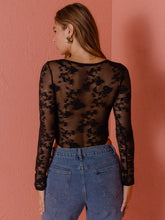 Aralina Round Neck Long Sleeves Elegant Lace New Years Bodysuit